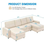 Canapé modulable en U/L avec housse amovible, canapé convertible moderne et profond, canapé-lit nuage confortable pour salon et bureau