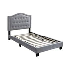 Royal Hampton Button Tufted Full Velvet Bed with Curved Headboard, Gray
