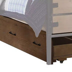 Lit gigogne double en bois Royal Hampton avec roulettes, marron