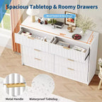 Commode Canelle pour Chambre, Commode Double 8 Tiroirs, Commode Moderne avec Poignées Métalliques, Commodes en Bois pour Salon Couloir