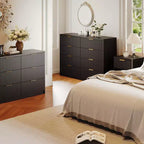Commode Canelle pour Chambre, Commode Double 8 Tiroirs, Commode Moderne avec Poignées Métalliques, Commodes en Bois pour Salon Couloir
