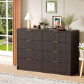 Fluted Dresser for Bedroom, 8 Drawer Double Dresser, Modern Chest of Drawers w/Metal Handles, Wooden Dressers for Living Room Hallway