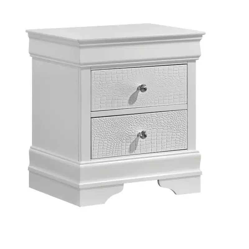 Table de chevet Blaze Modern Style à 2 tiroirs en bois blanc identique à G150108720 (inventaire NJ)