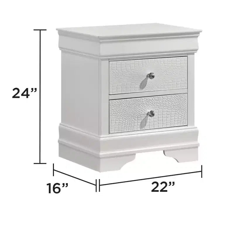 Table de chevet Blaze Modern Style à 2 tiroirs en bois blanc identique à G150108720 (inventaire NJ)