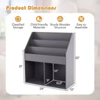 Costway Kids Wooden Bookshelf Bookcase Children Toy Storage Cabinet Organizer