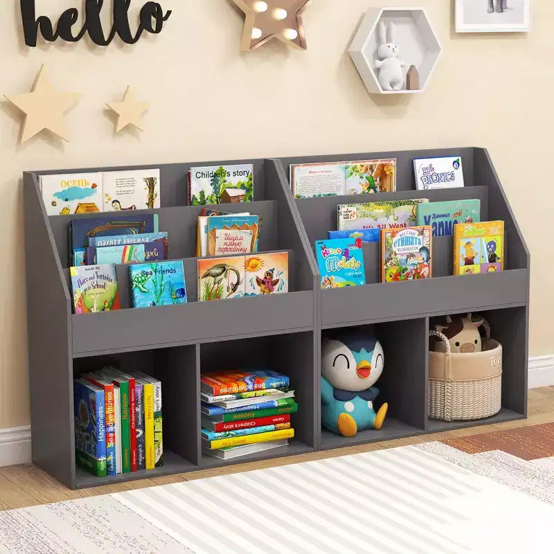 Costway Kids Wooden Bookshelf Bookcase Children Toy Storage Cabinet Organizer