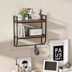 Costway 2-Tier Floating Shelving Wall-Mounted Shelf with Hanging Rod Expansion Screws & Metal Frame