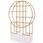 Costway 71 Tall Metal Bookcase 6-Tier Gold Bookshelf w/ 2 Storage Drawers Home Office