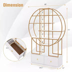 Costway 71 Tall Metal Bookcase 6-Tier Gold Bookshelf w/ 2 Storage Drawers Home Office