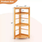 Étagère d'angle à 4 niveaux Costway avec cadre en bois de caoutchouc, kit anti-basculement, maison/bureau, couleur naturelle