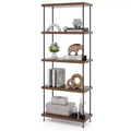 Costway 5-Tier Multipurpose Display Rack Freestanding Bookshelf w/ Metal Frame Walnut