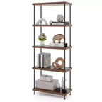 Costway 5-Tier Multipurpose Display Rack Freestanding Bookshelf w/ Metal Frame Walnut
