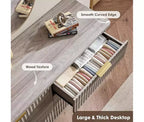 Commode à 6 tiroirs pour chambre à coucher, commodes larges avec profil incurvé, tiroirs en bois cannelé avec poignée dorée, commode au design épaissi