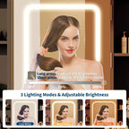 Coiffeuse avec miroir LED et lumières, tabouret, ports USB, rangement | Table de maquillage