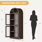 Bibliothèque Arches avec Portes, Étagère de Rangement Moderne à 6 Niveaux, Vitrine en Bois, Étagères de Rangement Style Ferme pour Salon, Cuisine, Bureau