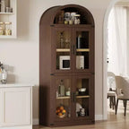 Bibliothèque Arches avec Portes, Étagère de Rangement Moderne à 6 Niveaux, Vitrine en Bois, Étagères de Rangement Style Ferme pour Salon, Cuisine, Bureau
