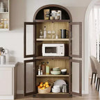 Bibliothèque Arches avec Portes, Étagère de Rangement Moderne à 6 Niveaux, Vitrine en Bois, Étagères de Rangement Style Ferme pour Salon, Cuisine, Bureau