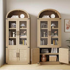 Bibliothèque Arches avec Portes, Étagère de Rangement Moderne à 6 Niveaux, Vitrine en Bois, Étagères de Rangement Style Ferme pour Salon, Cuisine, Bureau