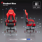 RSPGAME Basic Ergonomic Gaming Chairs for Adults, PU Leather Office Chairs with Lumbar Support, Pocket Spring Cushion and Retractable Footrest