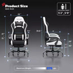 RSPGAME Basic Ergonomic Gaming Chairs for Adults, PU Leather Office Chairs with Lumbar Support, Pocket Spring Cushion and Retractable Footrest