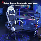 RSPGAME Basic Ergonomic Gaming Chairs for Adults, PU Leather Office Chairs with Lumbar Support, Pocket Spring Cushion and Retractable Footrest