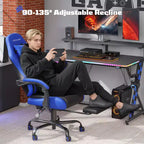 RSPGAME Basic Ergonomic Gaming Chairs for Adults, PU Leather Office Chairs with Lumbar Support, Pocket Spring Cushion and Retractable Footrest