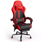 RSPGAME Basic Ergonomic Gaming Chairs for Adults, PU Leather Office Chairs with Lumbar Support, Pocket Spring Cushion and Retractable Footrest