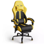 RSPGAME Basic Ergonomic Gaming Chairs for Adults, PU Leather Office Chairs with Lumbar Support, Pocket Spring Cushion and Retractable Footrest