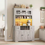 Meuble Bar de Ferme de 174,5 cm, Bar à Vin Haut avec 10 Casier à Bouteilles, Buffet de Bar avec Rangement pour Salon