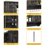 Farmhouse Cabinet 2 Sliding Barn Doors 3 Tier Rustic Wood Wall Storage Cabinet Adjustable Shelf Towel Bar Wall Mounted Bathroom