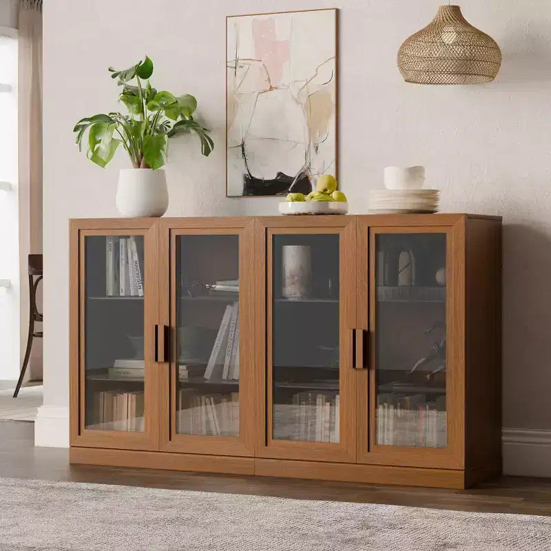 Dovelina Adjustable Hinges Cable Management! Black Sideboard Solves Storage Pain Points