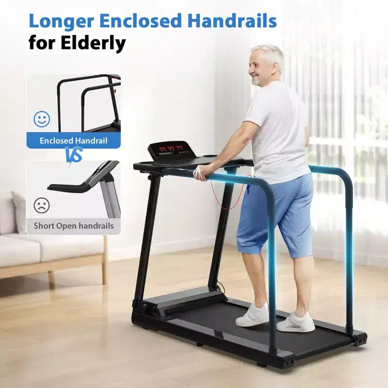 Redliro Tapis de marche pour seniors, Tapis roulant compact à faible impact avec poignées, Tapis de marche sécurisé pour personnes âgées à domicile, 136 kg