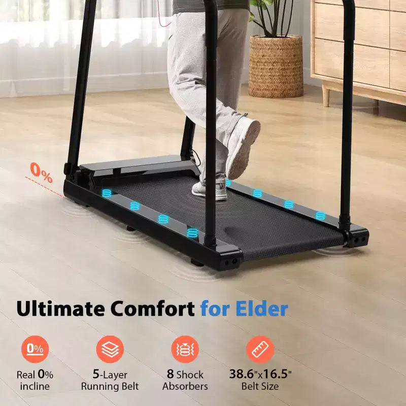 Redliro Tapis de marche pour seniors, Tapis roulant compact à faible impact avec poignées, Tapis de marche sécurisé pour personnes âgées à domicile, 136 kg