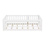 Zeus & Ruta Wood Floor Bed with Safety Fence & Door, Slat Support for Kids