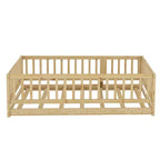 Zeus & Ruta Wood Floor Bed with Safety Fence & Door, Slat Support for Kids