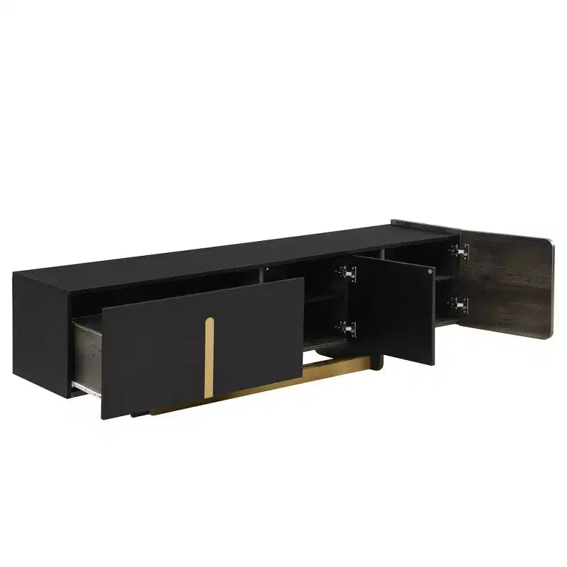 Meuble TV moderne avec tiroir pour téléviseurs de 70 pouces, meuble de rangement TV avec étagères réglables, centre de divertissement avec pieds en métal