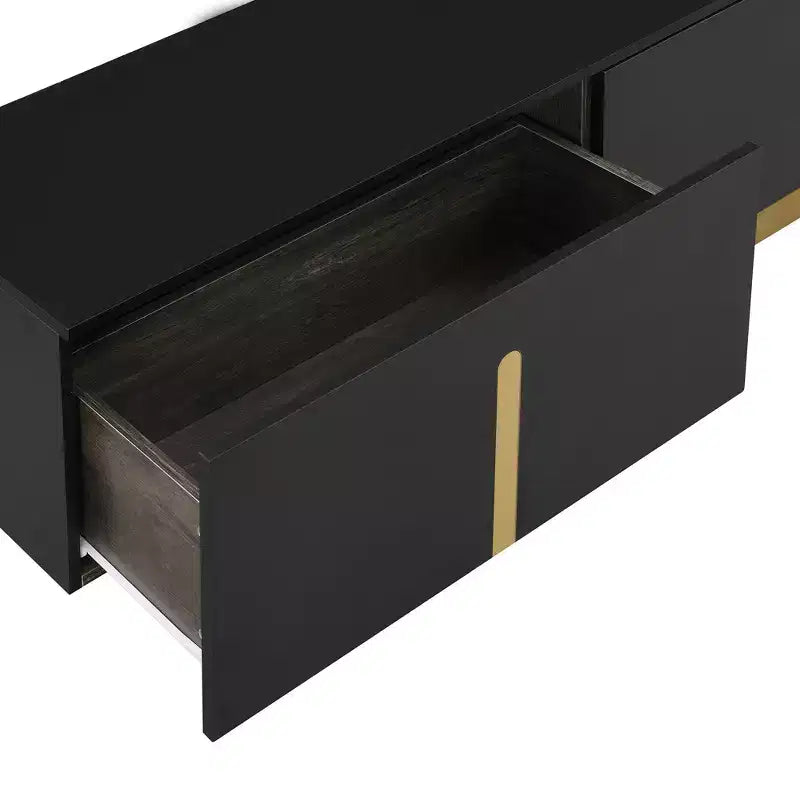 Meuble TV moderne avec tiroir pour téléviseurs de 70 pouces, meuble de rangement TV avec étagères réglables, centre de divertissement avec pieds en métal