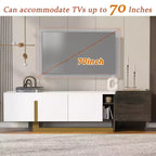 Meuble TV moderne avec tiroir pour téléviseurs de 70 pouces, meuble de rangement TV avec étagères réglables, centre de divertissement avec pieds en métal
