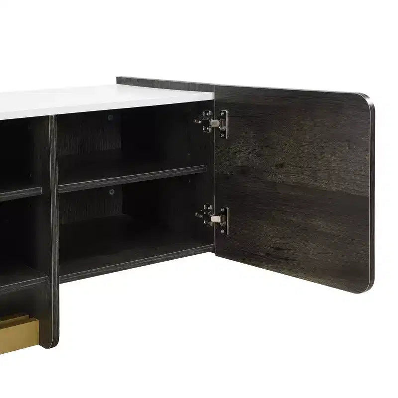 Meuble TV moderne avec tiroir pour téléviseurs de 70 pouces, meuble de rangement TV avec étagères réglables, centre de divertissement avec pieds en métal