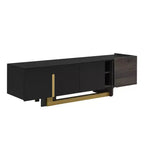 Meuble TV moderne avec tiroir pour téléviseurs de 70 pouces, meuble de rangement TV avec étagères réglables, centre de divertissement avec pieds en métal