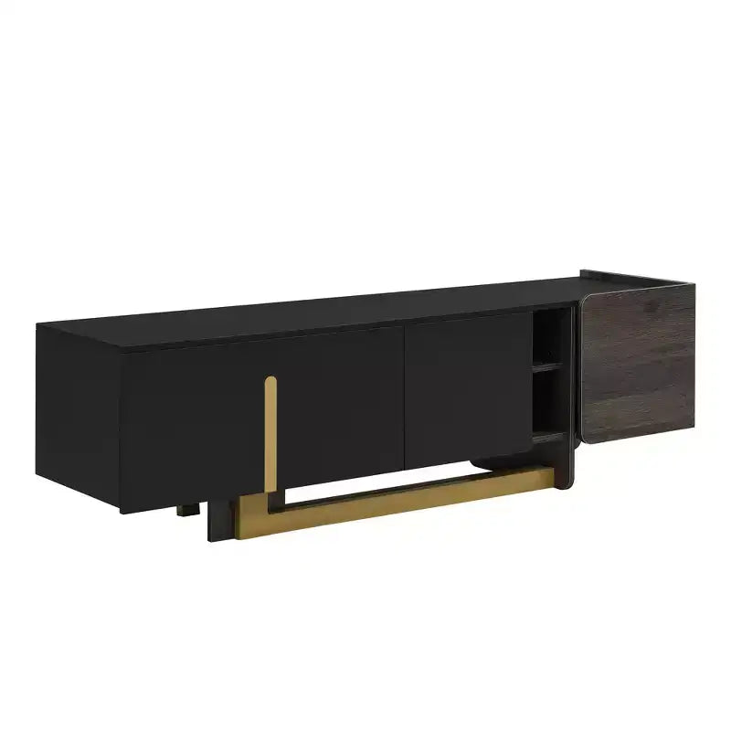 Meuble TV moderne avec tiroir pour téléviseurs de 70 pouces, meuble de rangement TV avec étagères réglables, centre de divertissement avec pieds en métal
