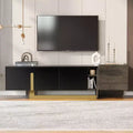 Meuble TV moderne avec tiroir pour téléviseurs de 70 pouces, meuble de rangement TV avec étagères réglables, centre de divertissement avec pieds en métal