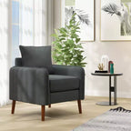 Costway Lot de 2 fauteuils d'appoint modernes rembourrés de style Mid-Century avec pieds en bois d'hévéa