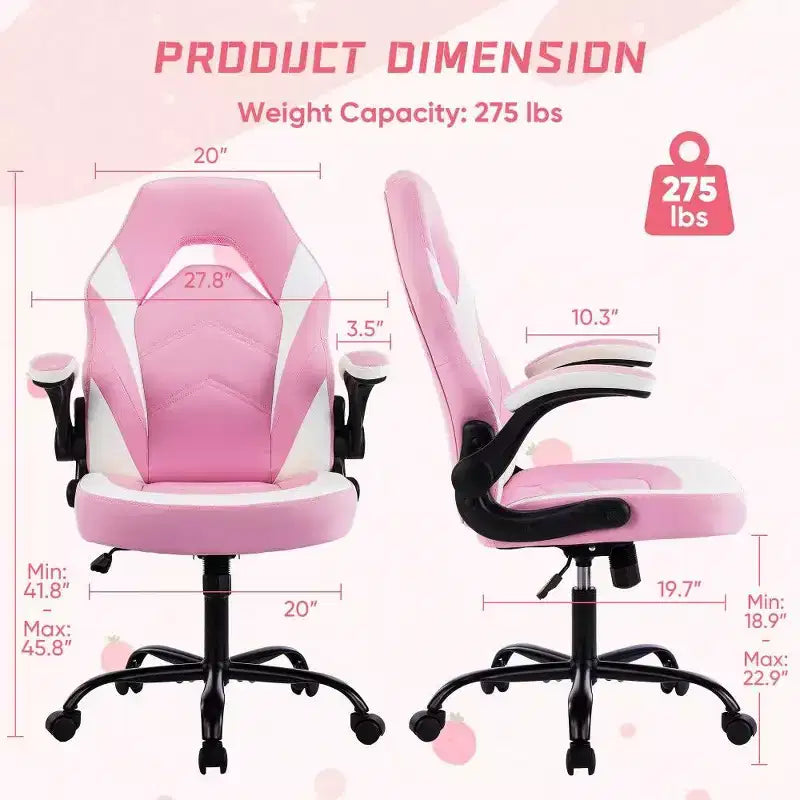 Chaise de jeu ergonomique TUYOHW, chaise de bureau avec dossier en S, mode bascule et hauteur réglable, mousse haute résilience