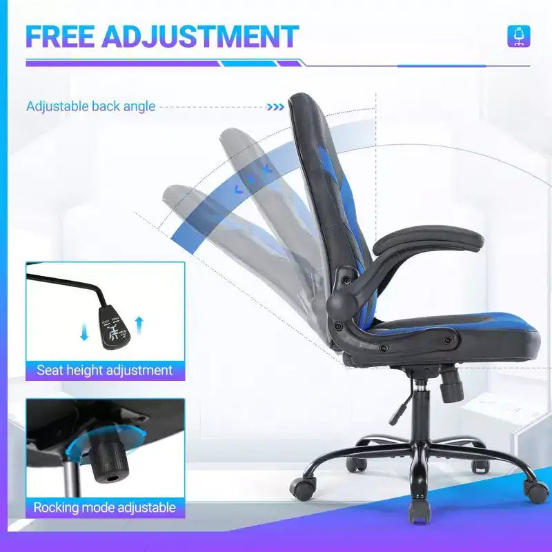 Chaise de jeu ergonomique TUYOHW, chaise de bureau avec dossier en S, mode bascule et hauteur réglable, mousse haute résilience