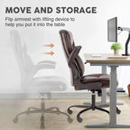 Chaise de bureau ergonomique en cuir PU TUYOHW, chaise de bureau de direction à dossier haut avec accoudoirs relevables et support lombaire dynamique, capacité de 125 kg