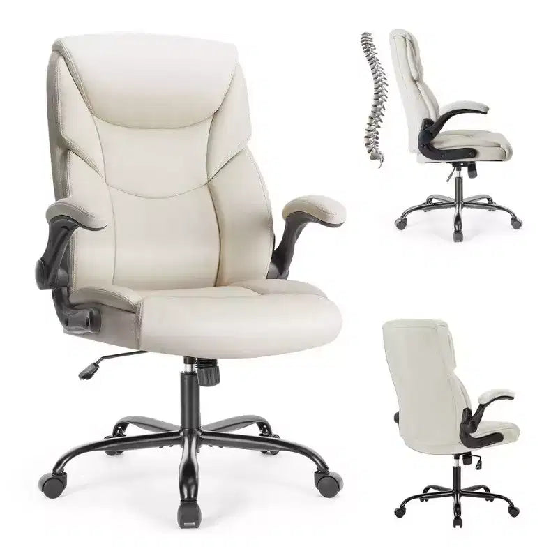 Chaise de bureau ergonomique en cuir PU TUYOHW, chaise de bureau de direction à dossier haut avec accoudoirs relevables et support lombaire dynamique, capacité de 125 kg