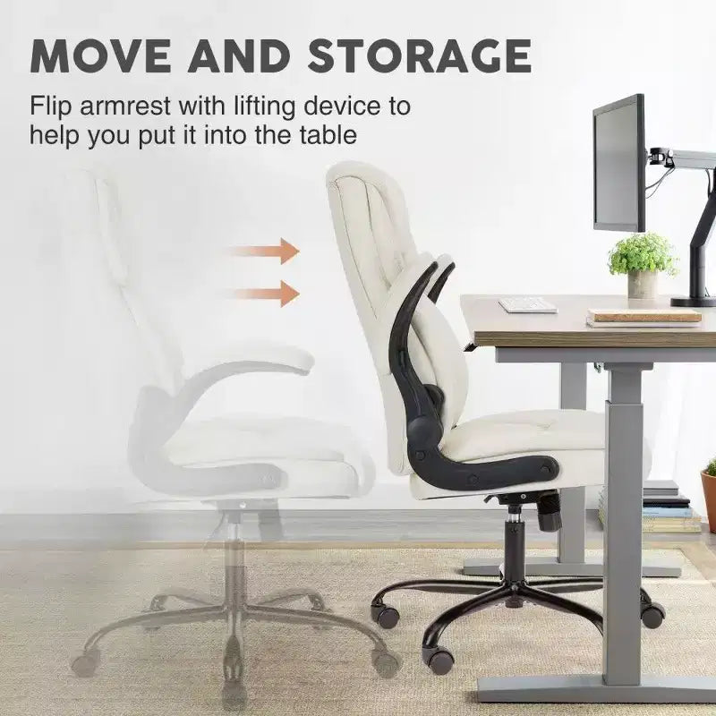Chaise de bureau ergonomique en cuir PU TUYOHW, chaise de bureau de direction à dossier haut avec accoudoirs relevables et support lombaire dynamique, capacité de 125 kg