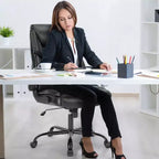 Chaise de bureau ergonomique en cuir PU TUYOHW, chaise de bureau de direction à dossier haut avec accoudoirs relevables et support lombaire dynamique, capacité de 125 kg