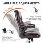 Chaise de bureau ergonomique en cuir PU TUYOHW, chaise de bureau de direction à dossier haut avec accoudoirs relevables et support lombaire dynamique, capacité de 125 kg